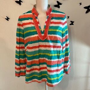 Vineyard Vines Cape Coral striped tunic top blouse Cotton Silk Size Small Sm S